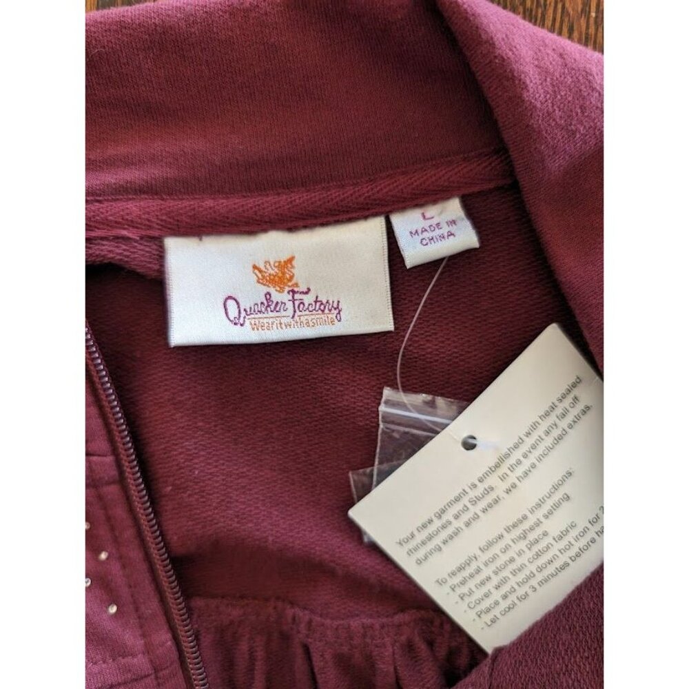 Quacker Factory Jacket Women's‎ Size Large Full Zip Embellished Pockets Red NEW - Picture 5 of 5